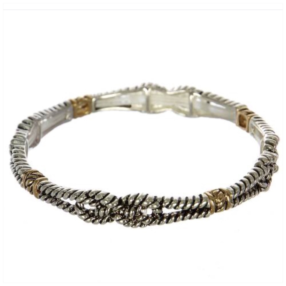 Knot & Band Two Tone Stackable Stretch Bracelet